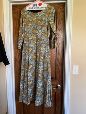 Pact Floral Maxi Dress in Sage and Mustard
